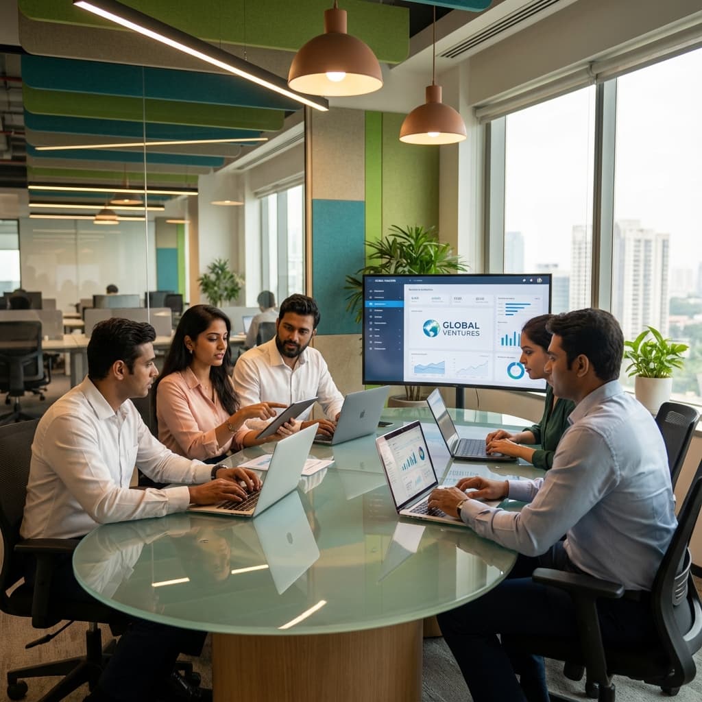 Professional workspace showing team collaboration